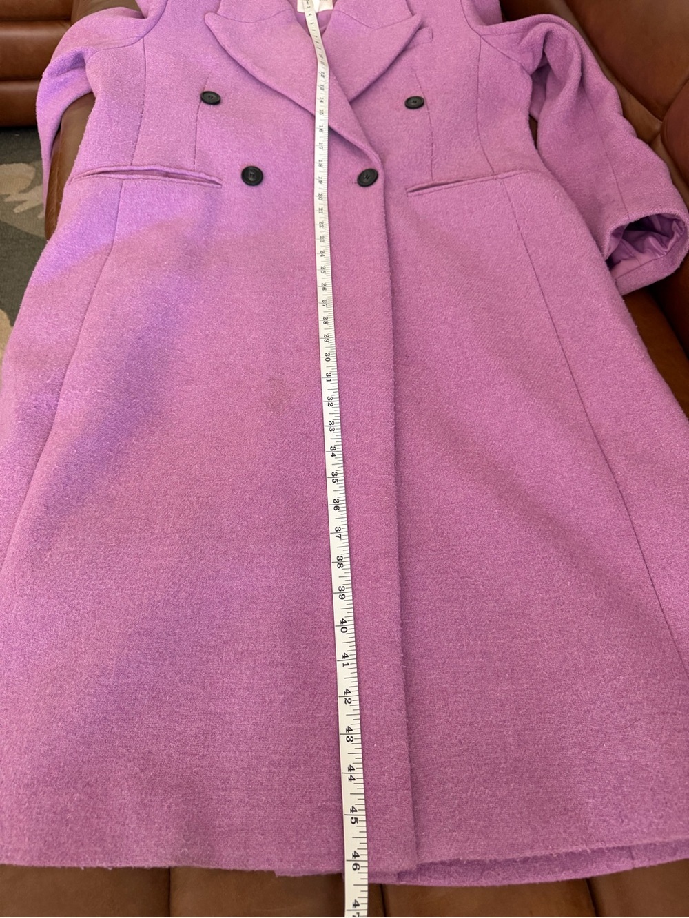 Avec Les Filles Lilac Double-Breasted Long Trench Coat - Picture 9 of 9